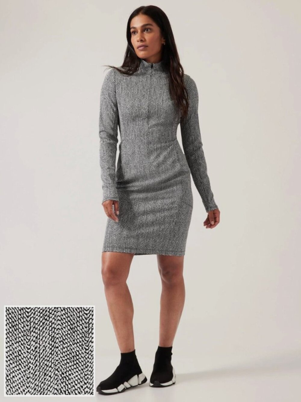 Athleta Delancey Textured Dress Braiden Black Size Small